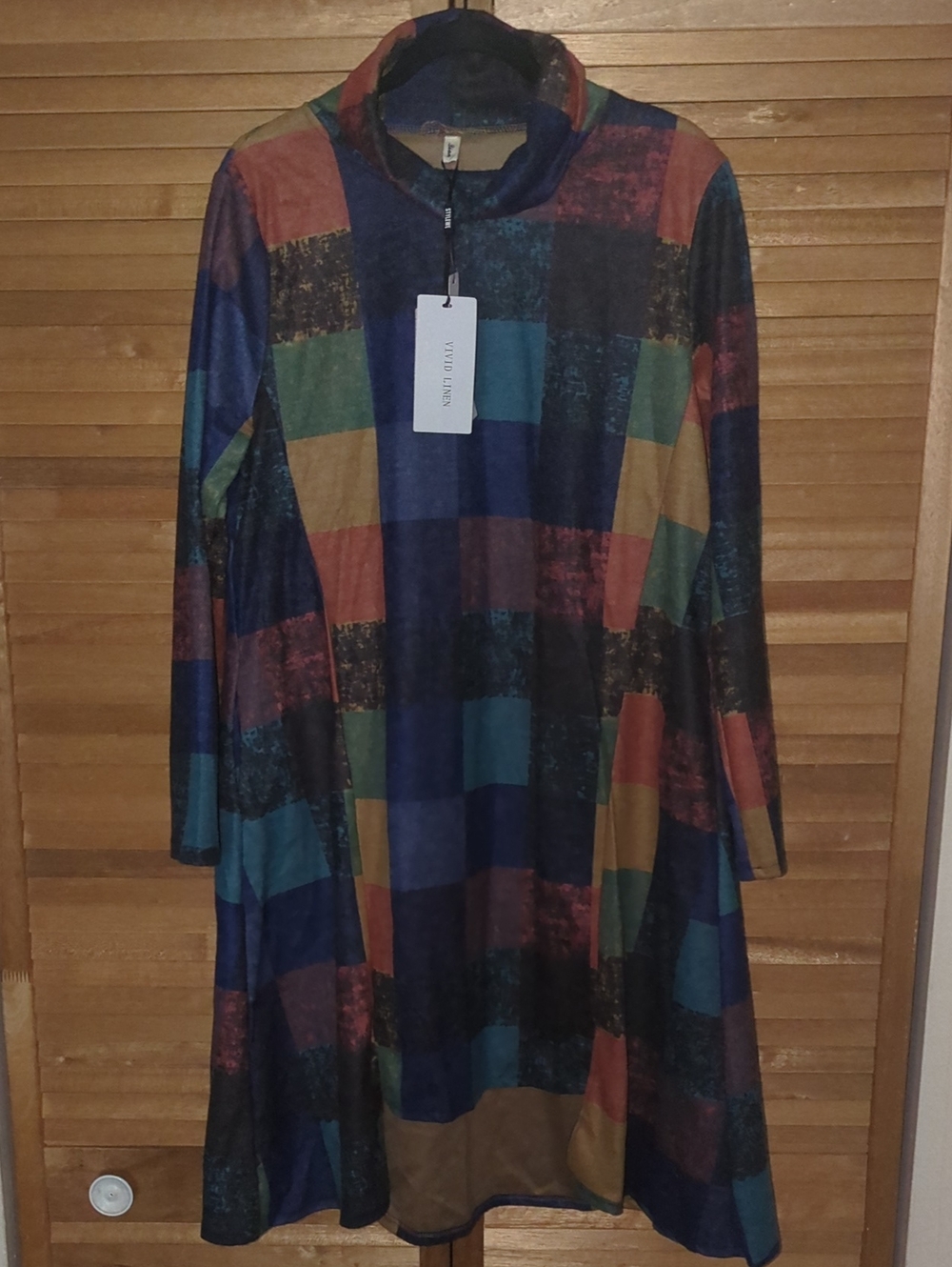 Vivid Linen Multicolor Patchwork Tunic Dress NWT - Picture 2 of 9